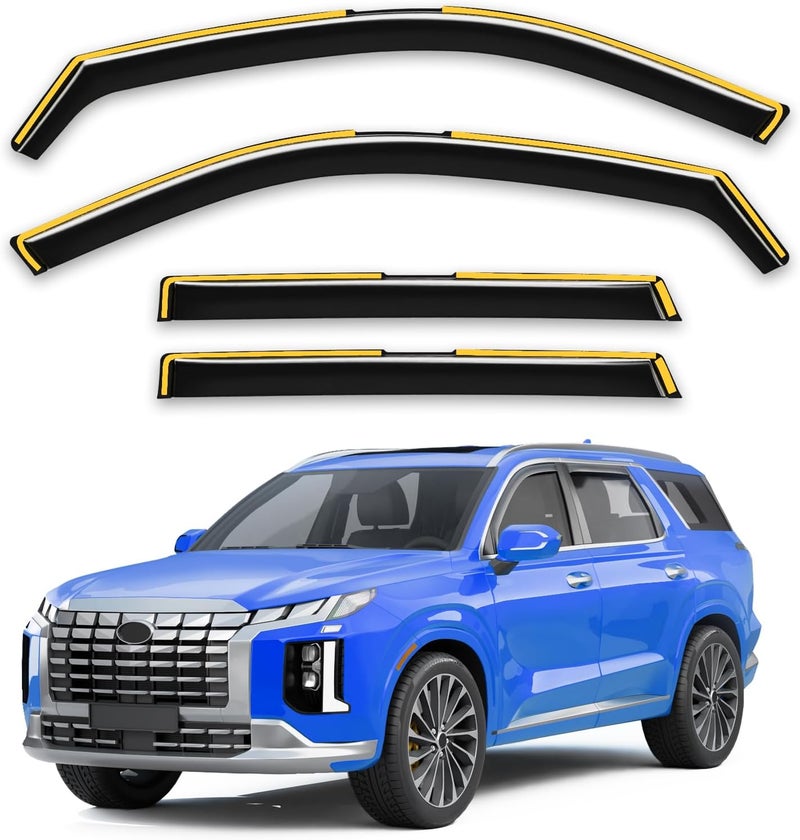 Breejoy in-Channel Window Rain Guards Fit for Hyundai Palisade 2020 2021 2022 2023 2024 2025,Extra Durable Visors Vent Visors Window Deflector Vent Shades Car Accessories -4 pcs - Image 1